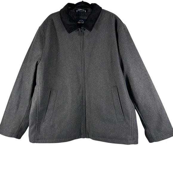 Dockers Jacket Mens Medium Gray Washable Wool Blend Short Cord Collar Peacoat - Picture 3 of 10